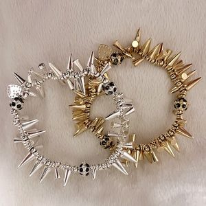 Stella & Dot renegade cluster spike bracelet set gold and silver NWOT